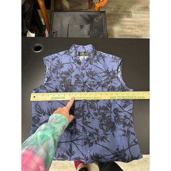 Vintage Linen Silk Tank Button Front Size 6 Grandmas Boho Blue Dana Buchman - Picture 7 of 11